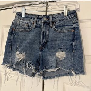 Old Navy High Rise OG Straight Raw Hem Women's size 0 Light Denim Jean Shorts